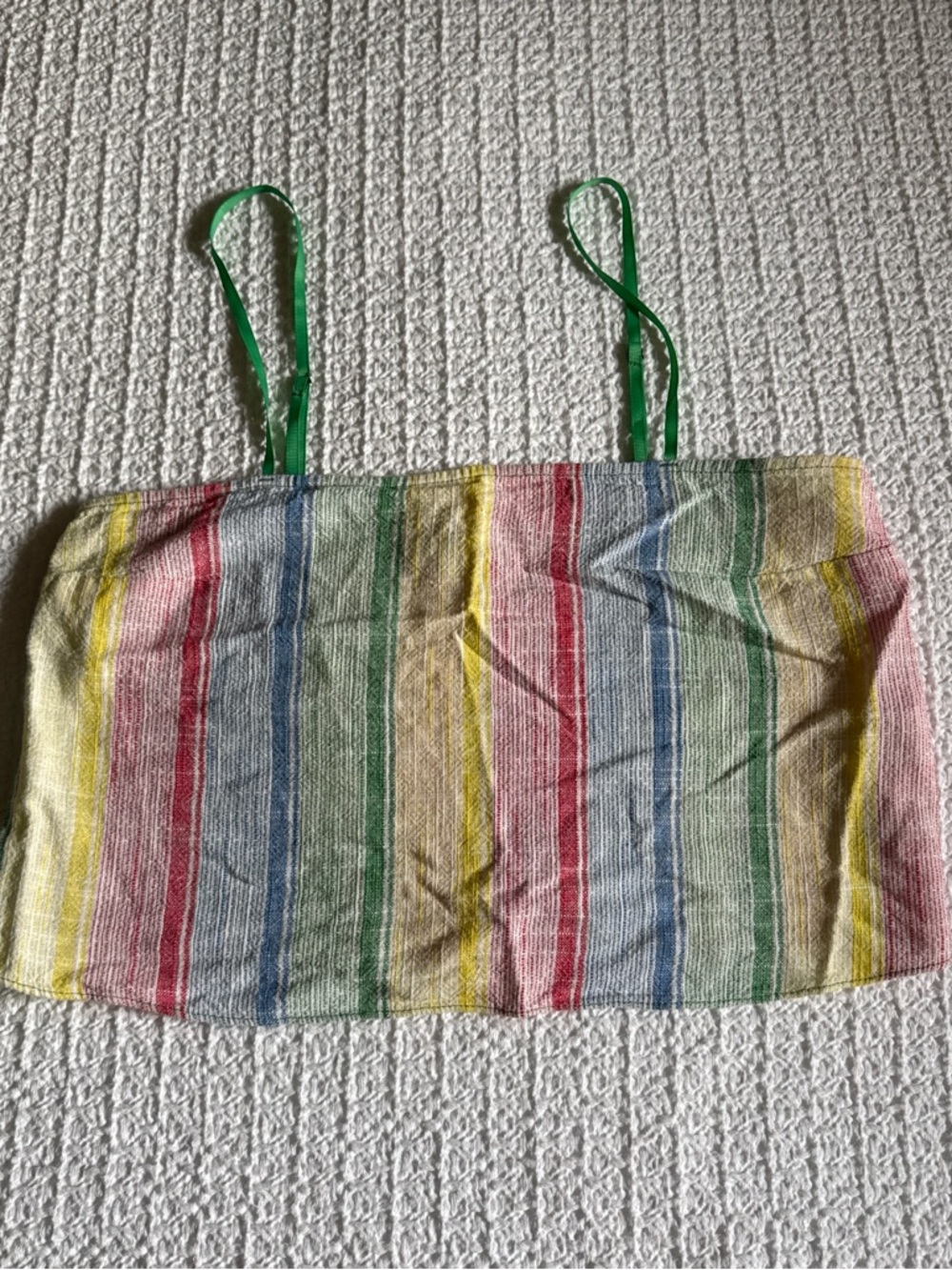 Striped Multicolor Tube Top with Green Straps
